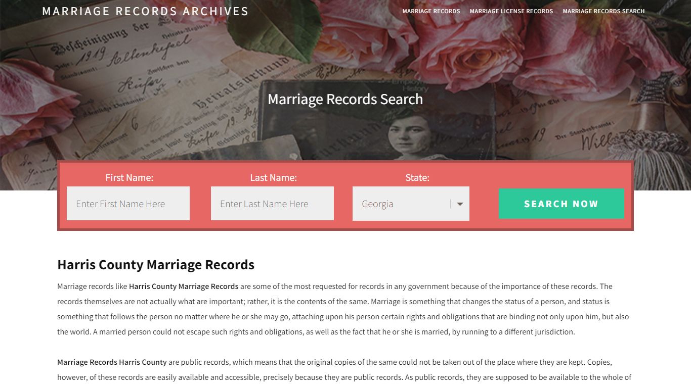 Harris County Marriage Records